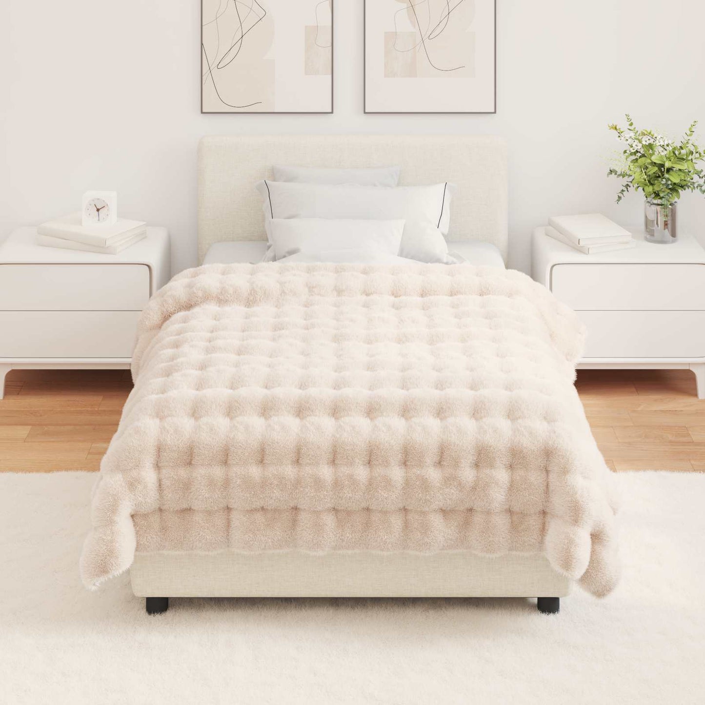 Couverture Olite en fausse fourrure de lapin 4 pièces Beige 130 x 150 cm