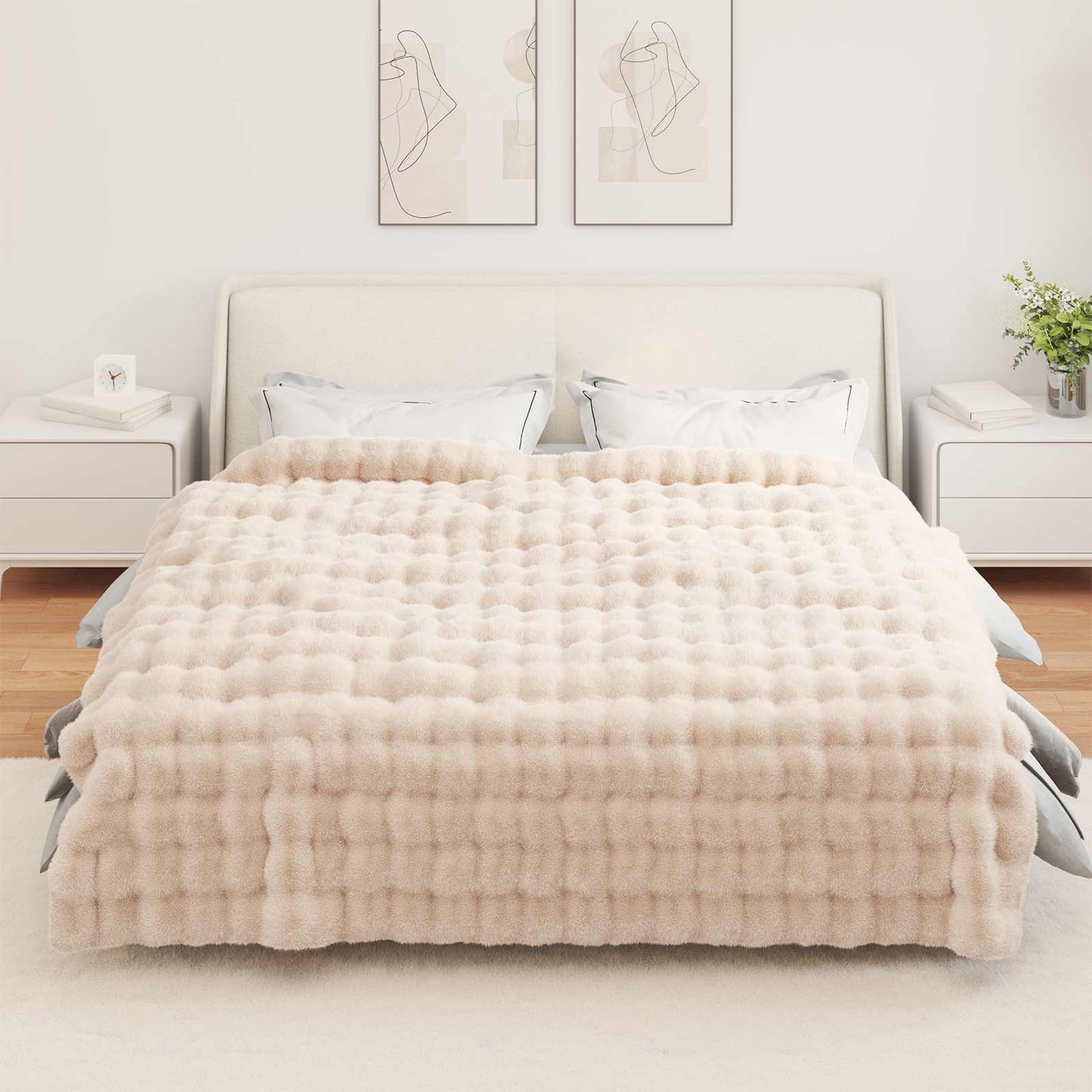 Kunstfell Kaninchenfell Decke Olite 4 pcs Beige 220 x 240 cm