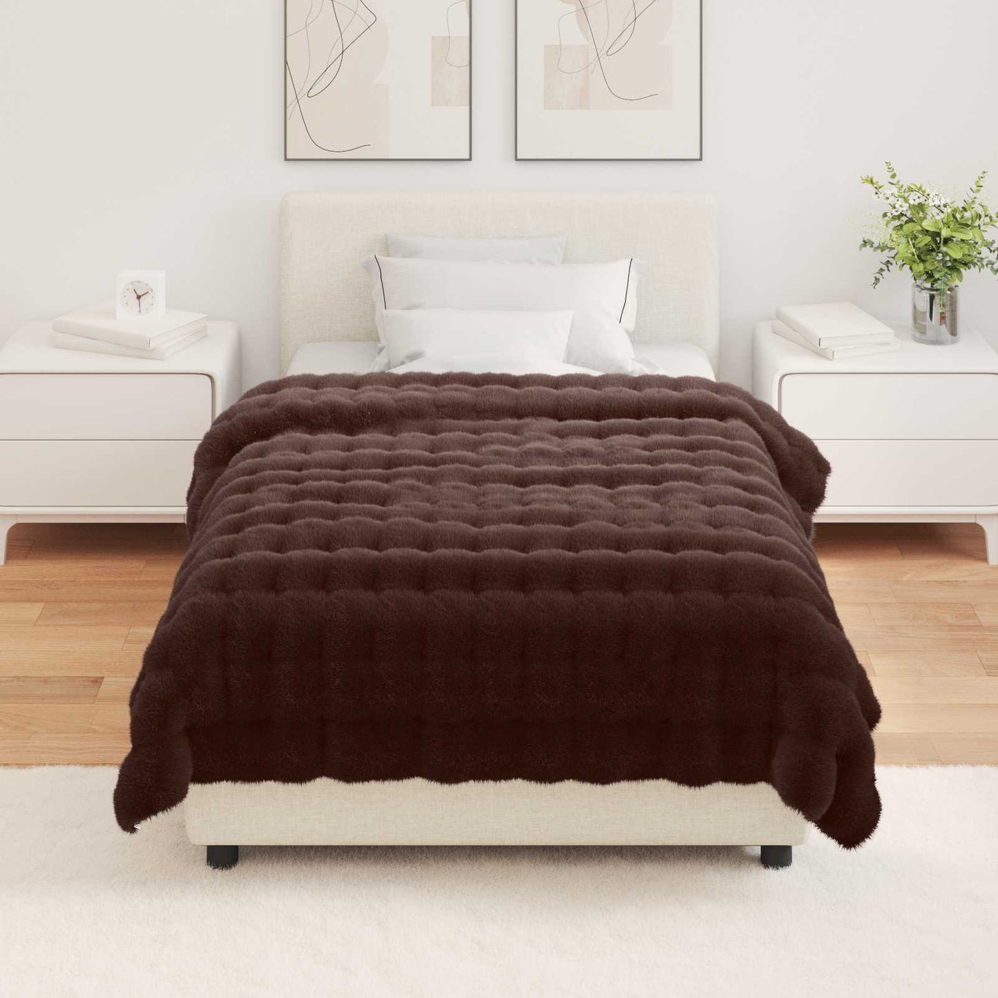 Faux Fur Rabbit Fur Blanket Olite Camel 130 x 150 cm