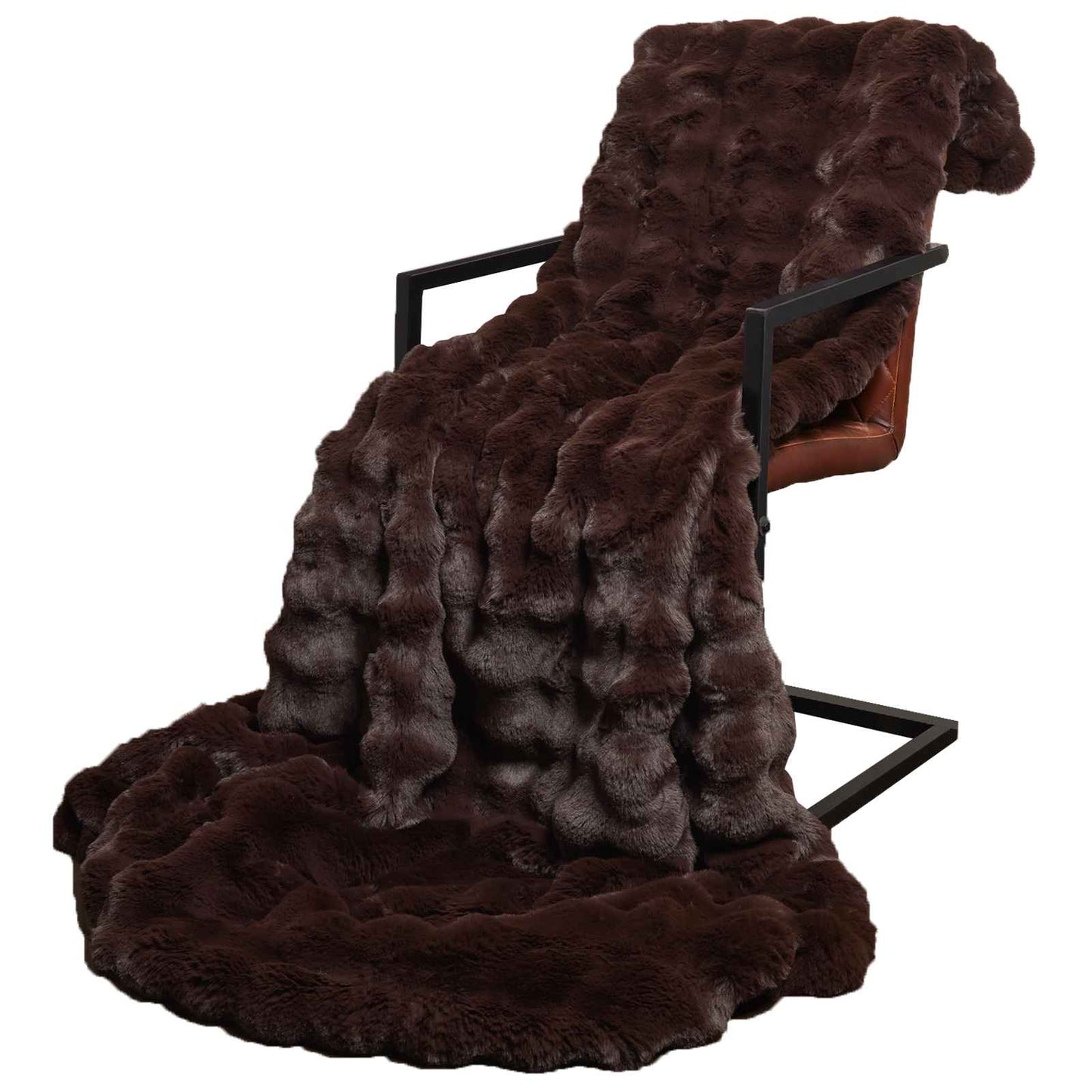 Faux Fur Rabbit Fur Blanket Olite Camel 130 x 150 cm