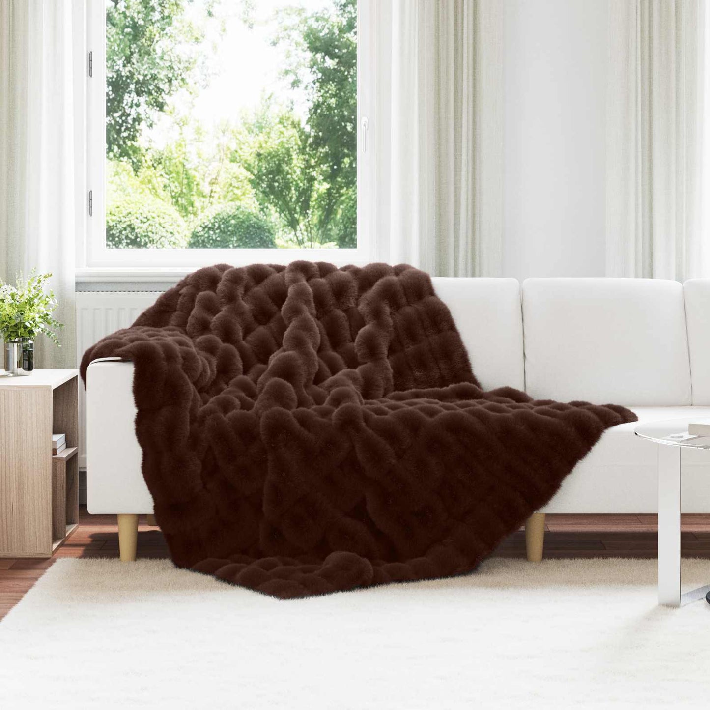 Couverture en fausse fourrure de lapin Olite Chameau 150 x 220 cm
