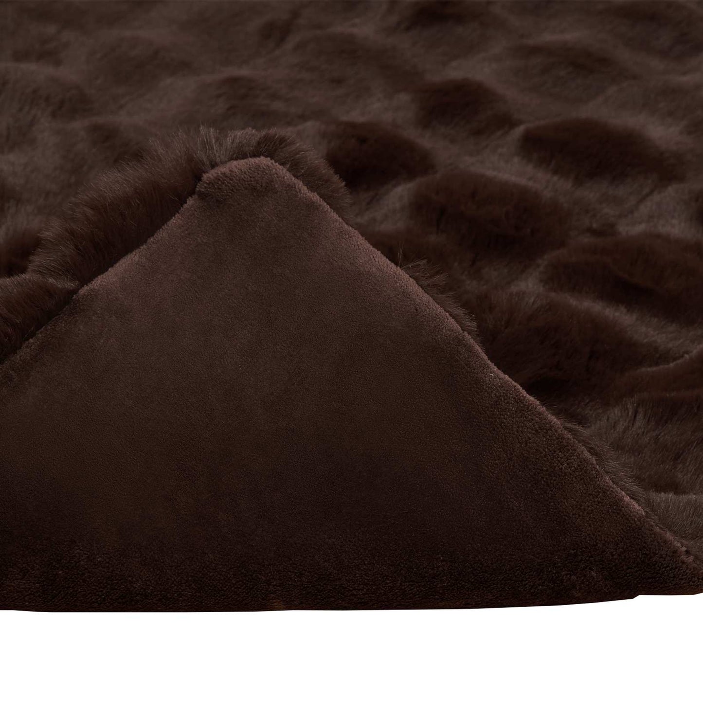 Jeté de lit en fausse fourrure de lapin Olite 4 pièces Camel 220 x 240 cm
