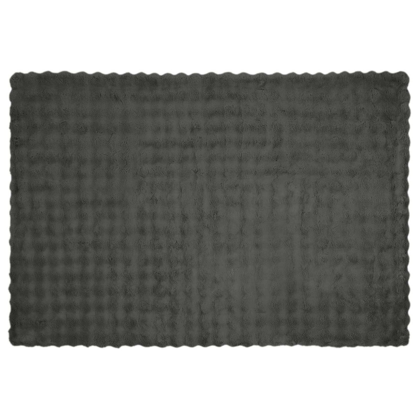 Couverture en fausse fourrure de lapin Olite, 4 pièces, polyester gris foncé
