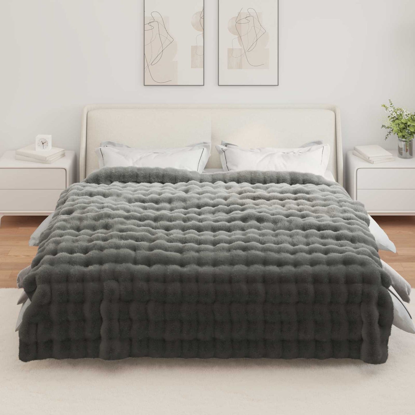 Kunstfell Kaninchenfell Decke Olite 4 pcs Dunkelgrau Polyester