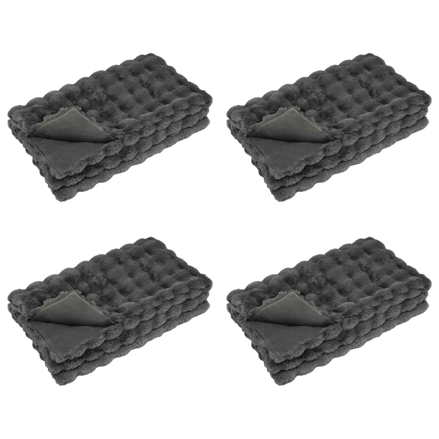 Kunstfell Kaninchenfell Decke Olite 4 pcs Dunkelgrau Polyester