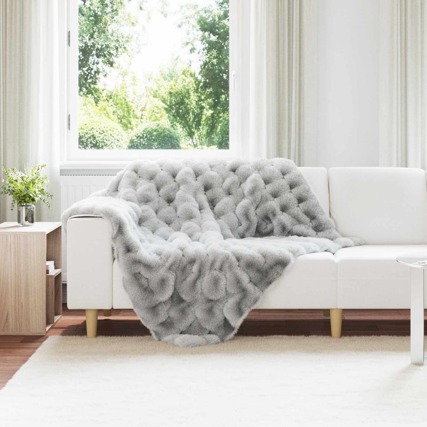 Kunstfell Kaninchenfell Decke Olite Grau 130 x 150 cm Polyester