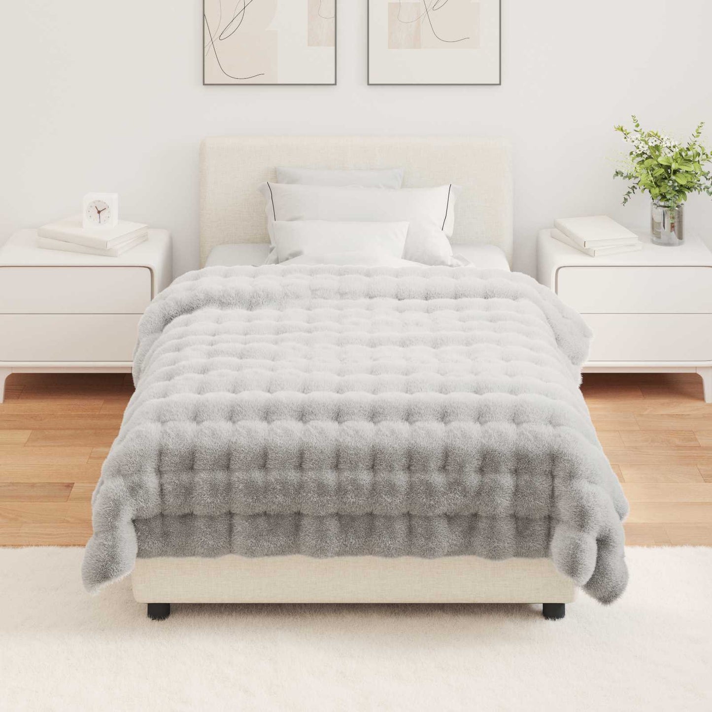 Kunstfell Kaninchenfell Decke Olite Grau 130 x 150 cm Polyester