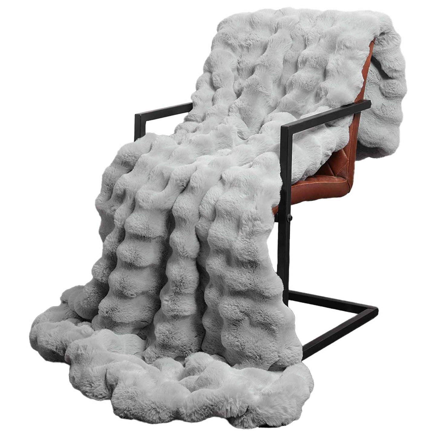 Kunstfell Kaninchenfell Decke Olite Grau 130 x 150 cm Polyester