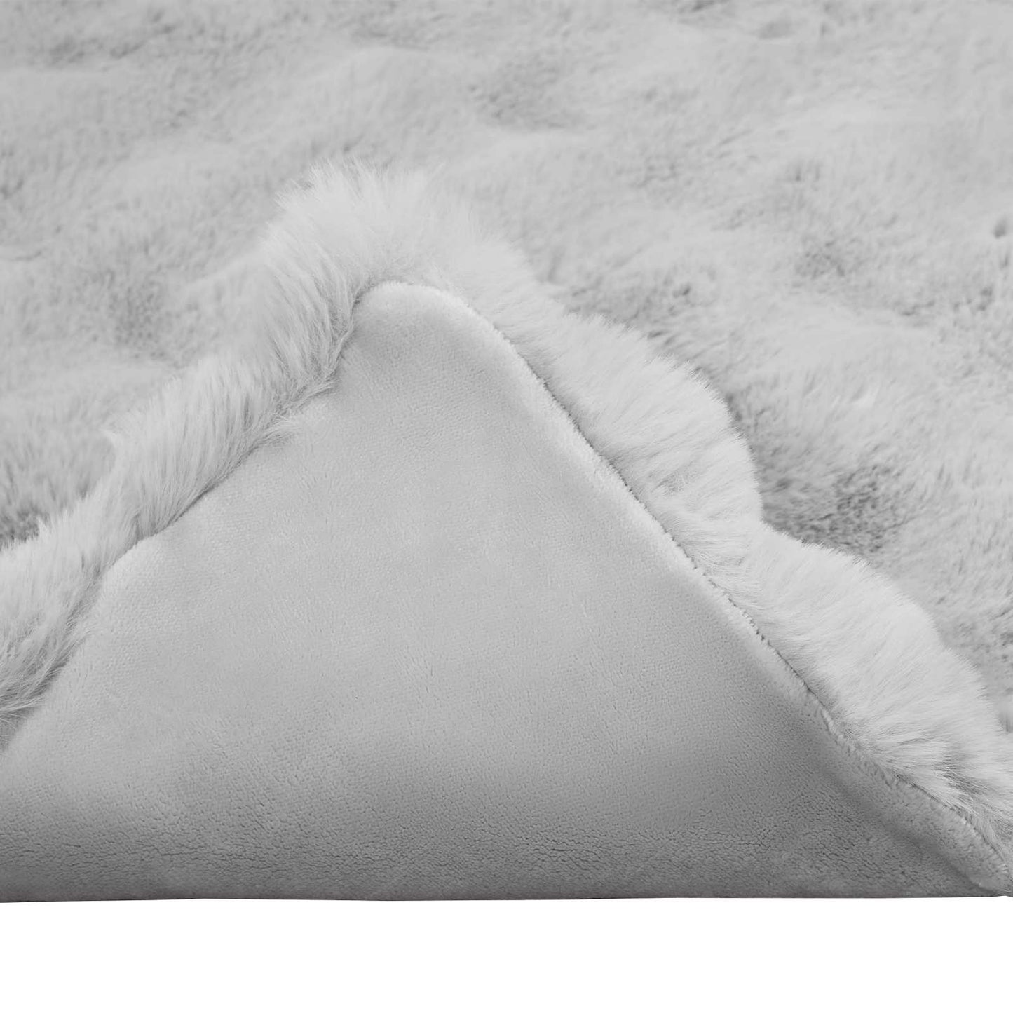 Couverture en fausse fourrure de lapin Olite gris 220 x 240 cm polyester