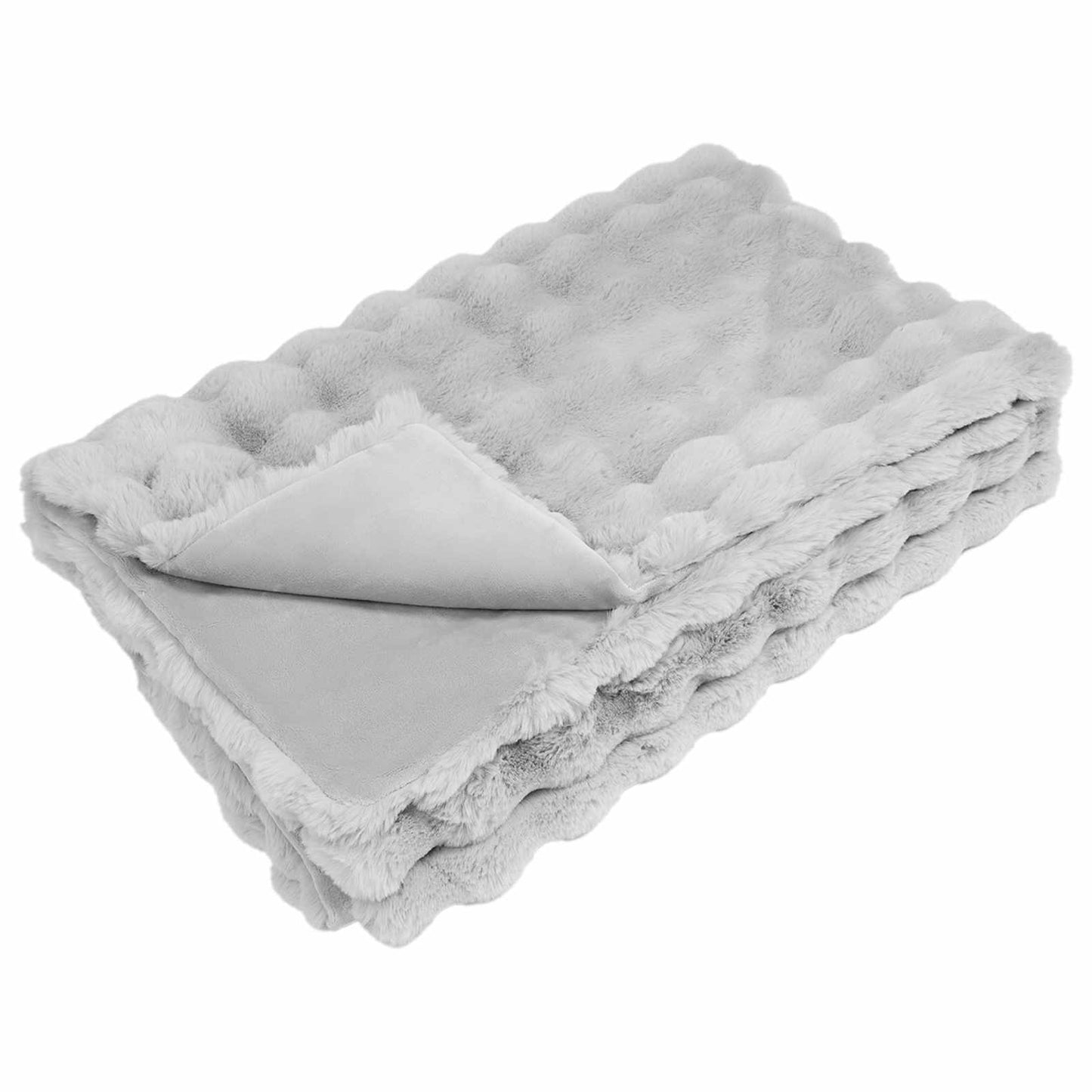 Faux Fur Rabbit Fur Blanket Olite 4 pcs Grey 150 x 220 cm