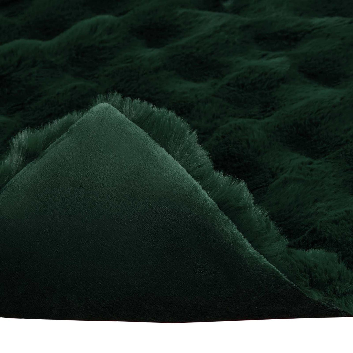Faux Fur Rabbit Fur Blanket Olite 4 pcs Dark Green Polyester