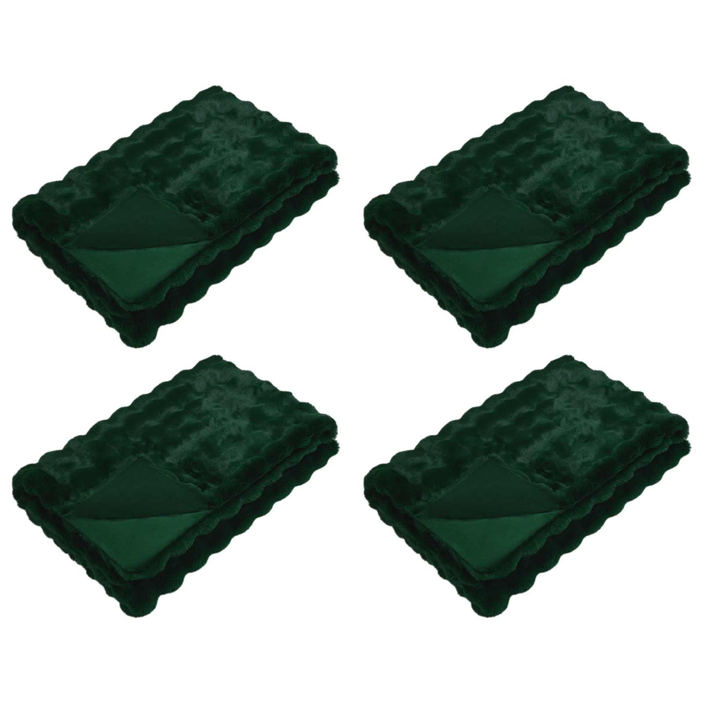 Faux Fur Rabbit Fur Blanket Olite 4 pcs Dark Green Polyester