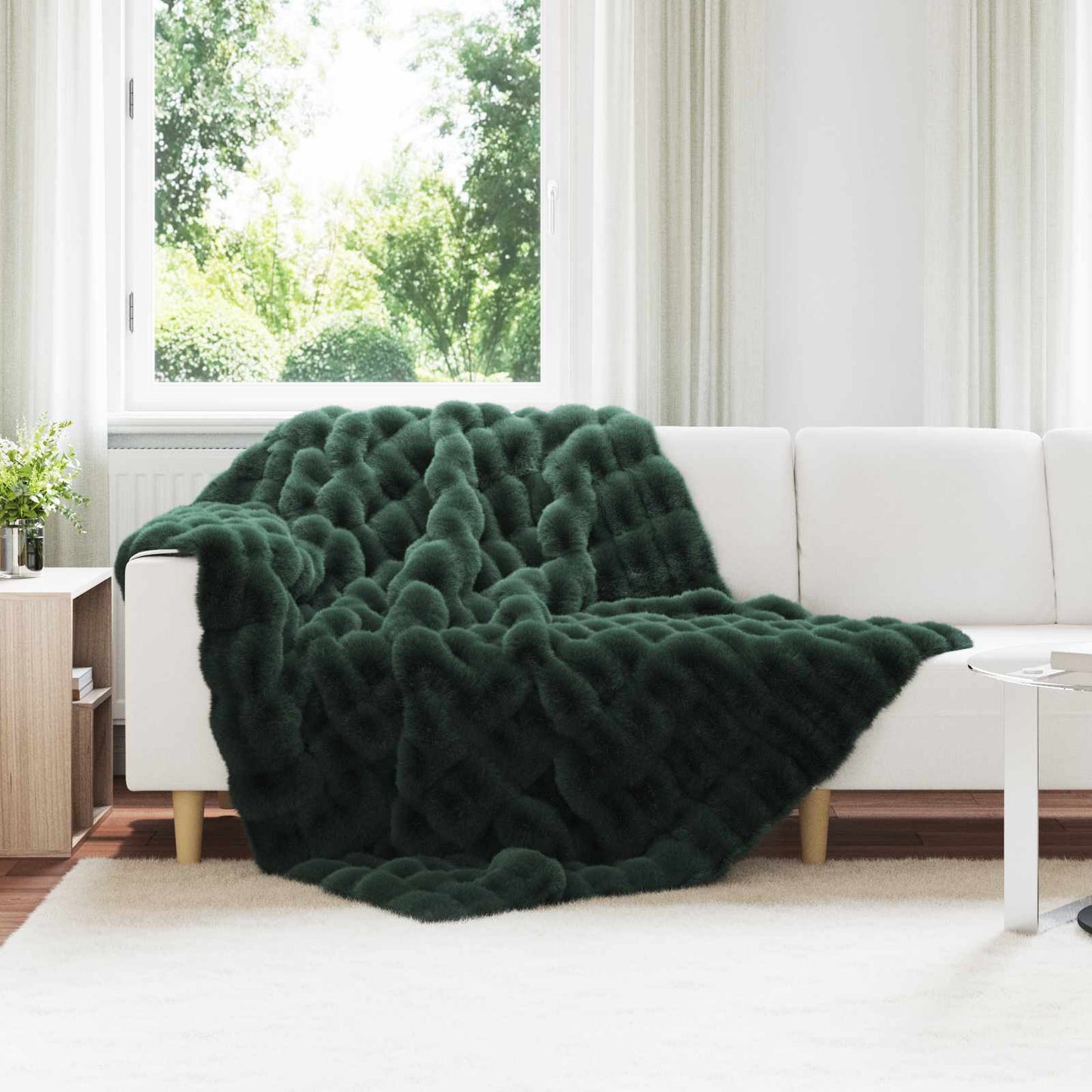 Kunstfell Kaninchenfell Decke Olite 4 pcs Dunkelgrün Polyester