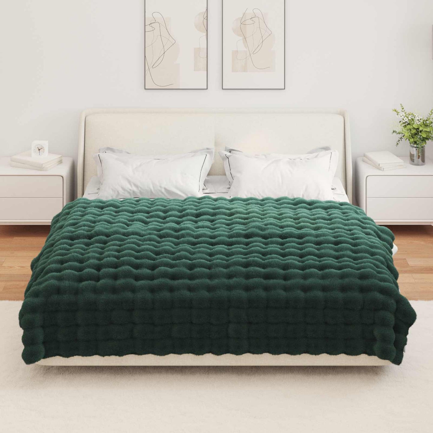 Kunstfell Kaninchenfell Decke Olite 4 pcs Dunkelgrün Polyester