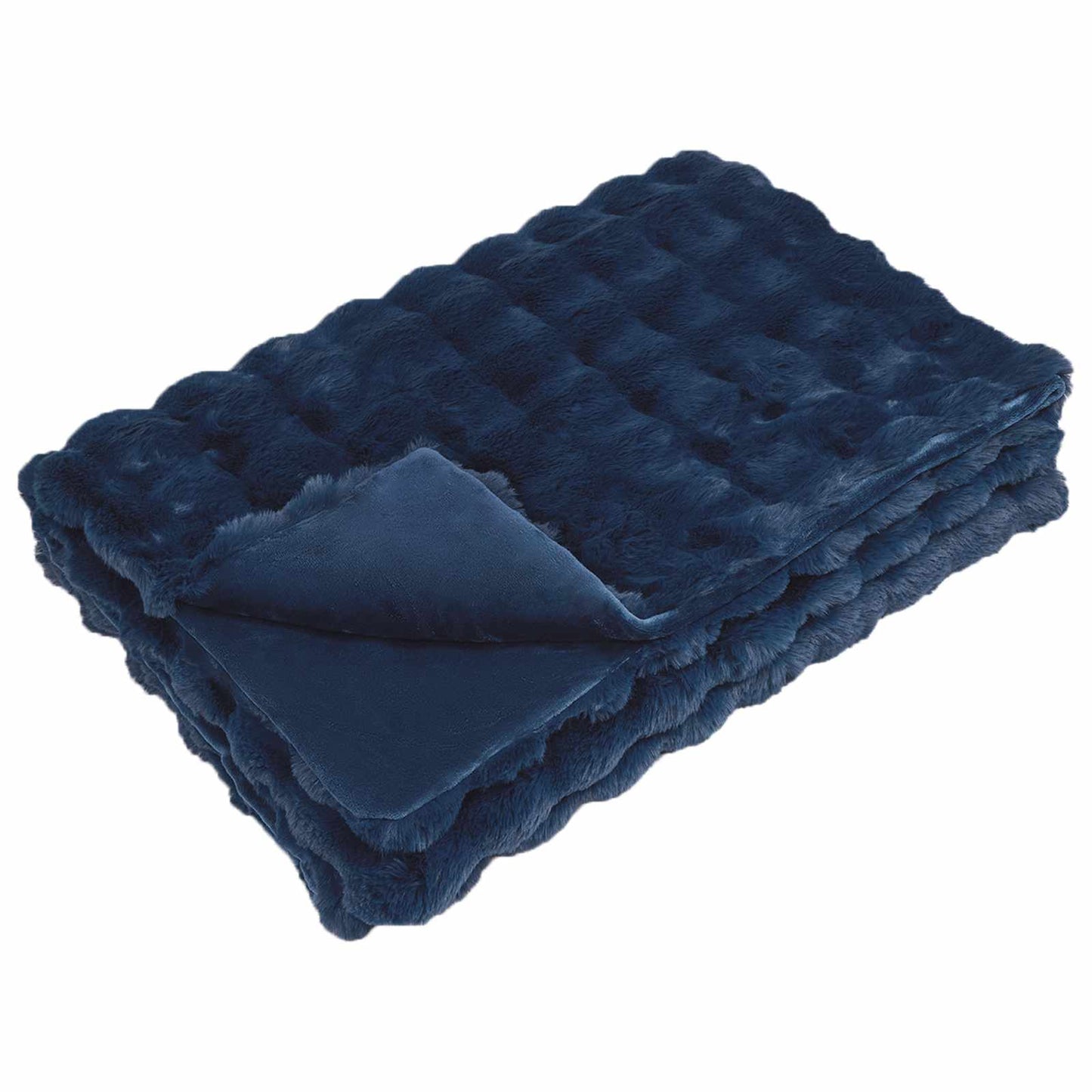 Couverture en fausse fourrure de lapin Olite bleu marine 150 x 220 cm
