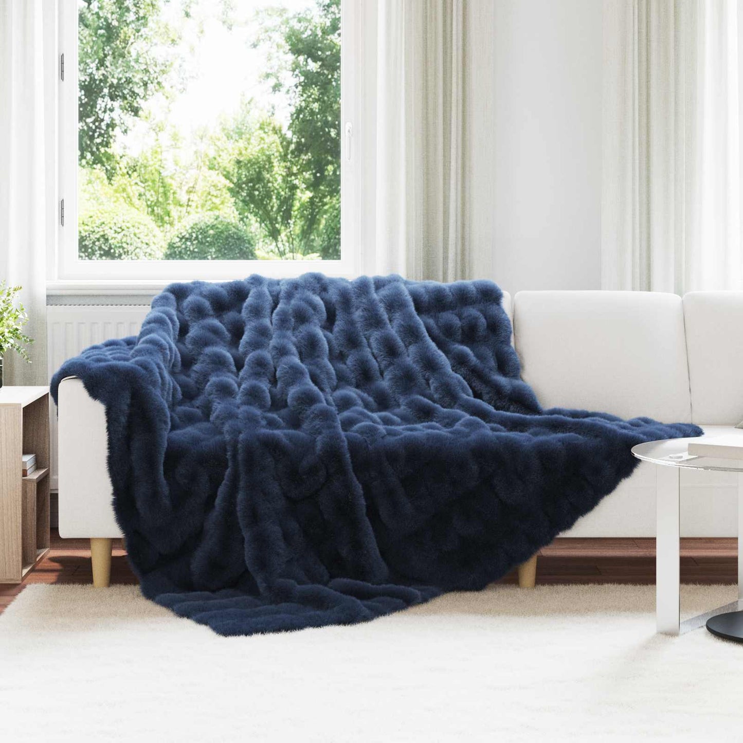 Kunstfell Kaninchenfell Decke Olite Marineblau 240 x 270 cm