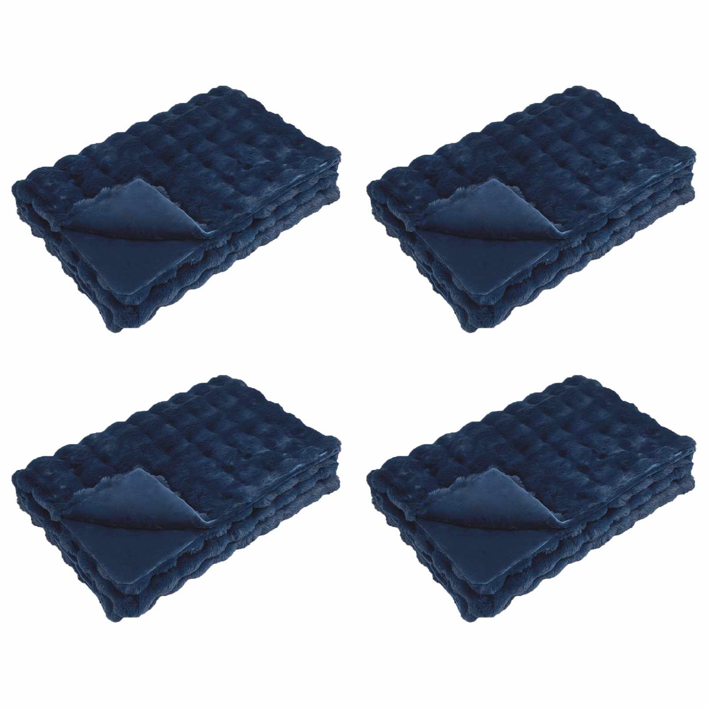 Faux Fur Rabbit Fur Blanket Olite 4 pcs Navy Polyester