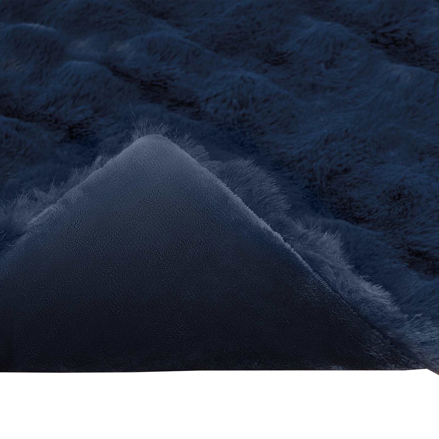 Couverture en fausse fourrure de lapin Olite 4 pièces polyester bleu marine