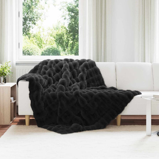 Kunstfell Kaninchenfell Decke Olite Schwarz 150 x 220 cm