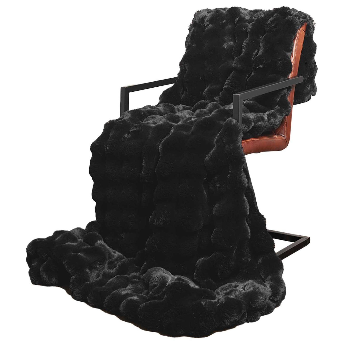 Kunstfell Kaninchenfell Decke Olite Schwarz 240 x 270 cm