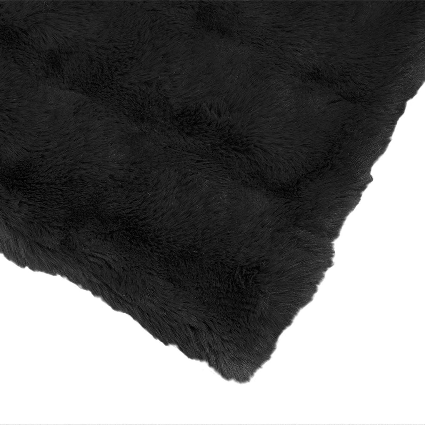 Faux Fur Rabbit Fur Blanket Olite 4 pcs Black 130 x 150 cm