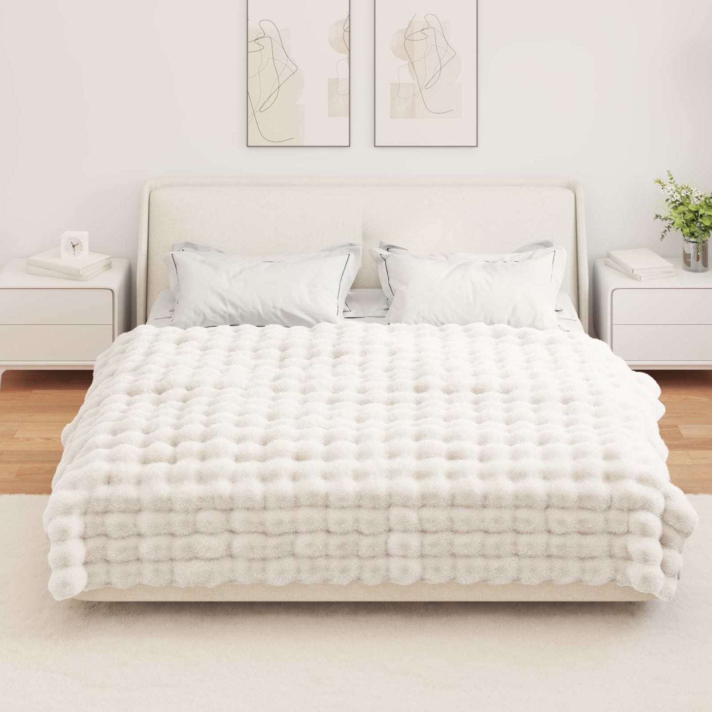 Kunstfell Kaninchenfell Decke Olite Weiß 150 x 220 cm Polyester