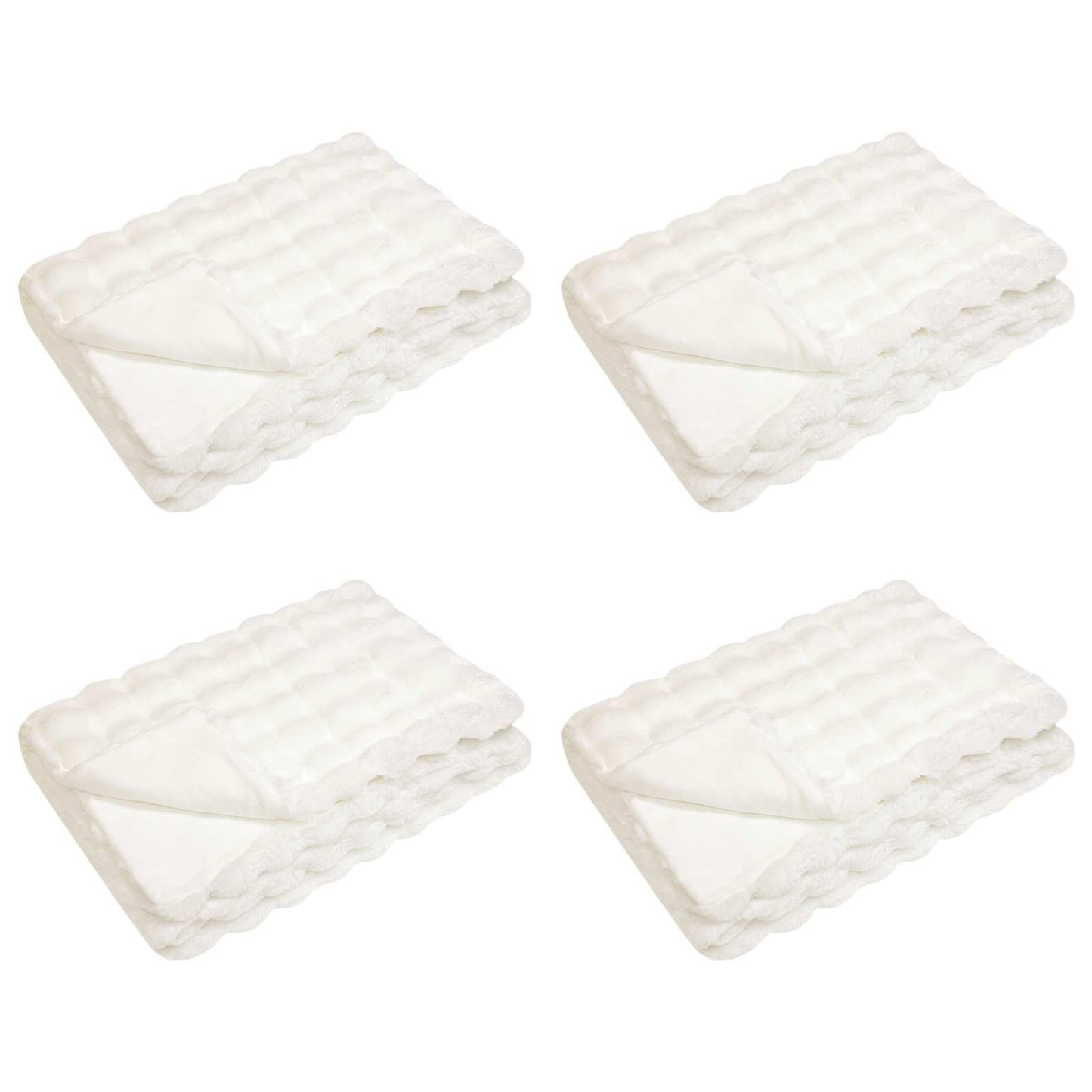 Faux Fur Rabbit Fur Blanket Olite 4 pcs White 130 x 150 cm