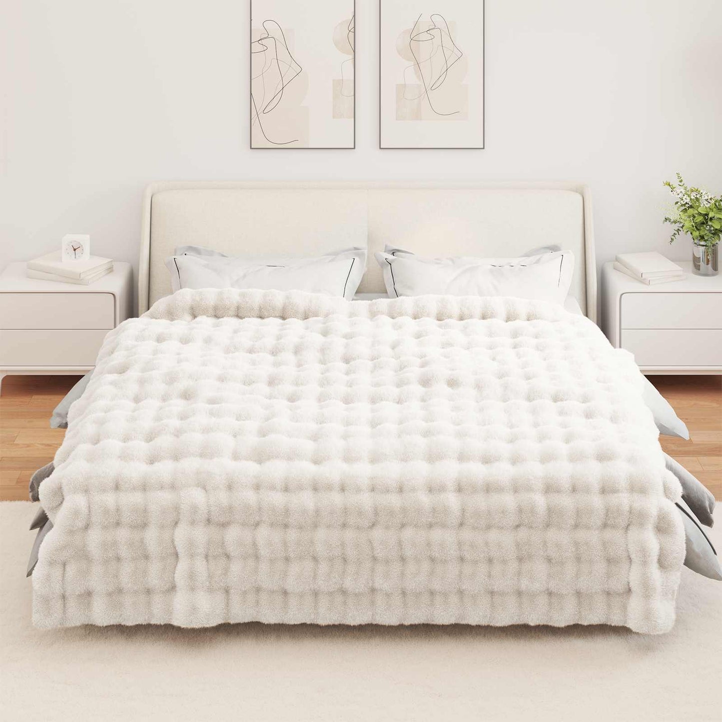 Kunstfell Kaninchenfell Decke Olite 4 pcs Weiß 240 x 270 cm