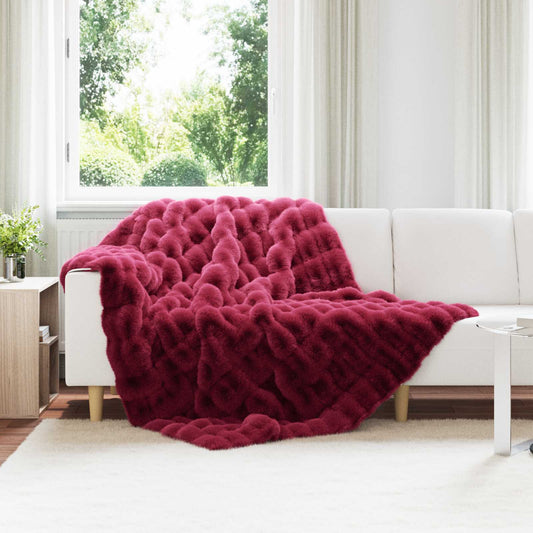 Kunstfell Kaninchenfell Decke Olite Bordeauxrot 150 x 220 cm