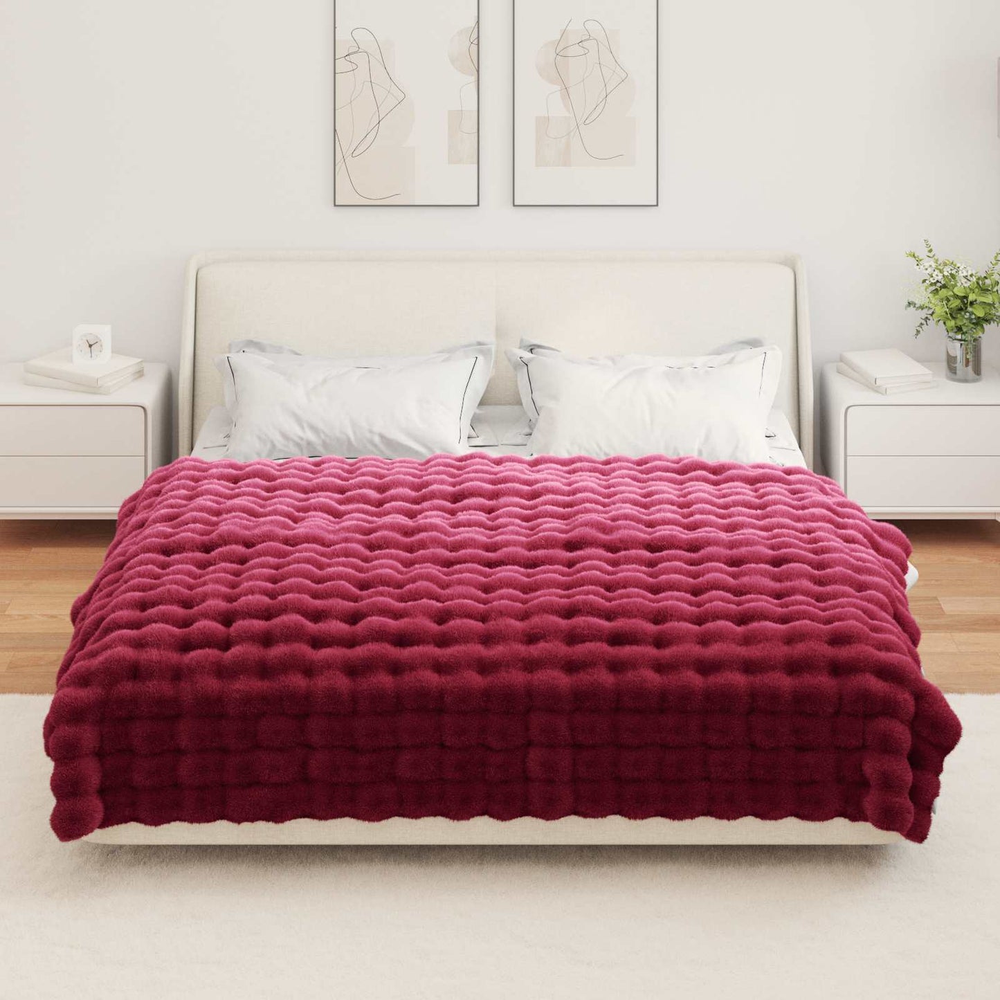 Plaid en fausse fourrure de lapin Olite Bordeaux 150 x 220 cm