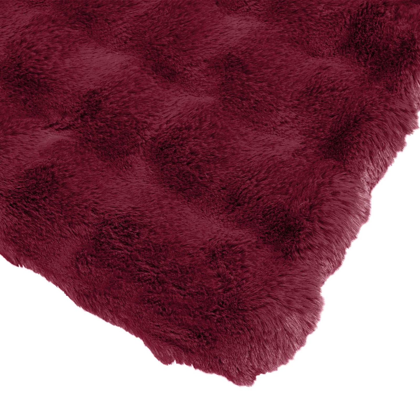 Kunstfell Kaninchenfell Decke Olite Bordeauxrot 240 x 270 cm