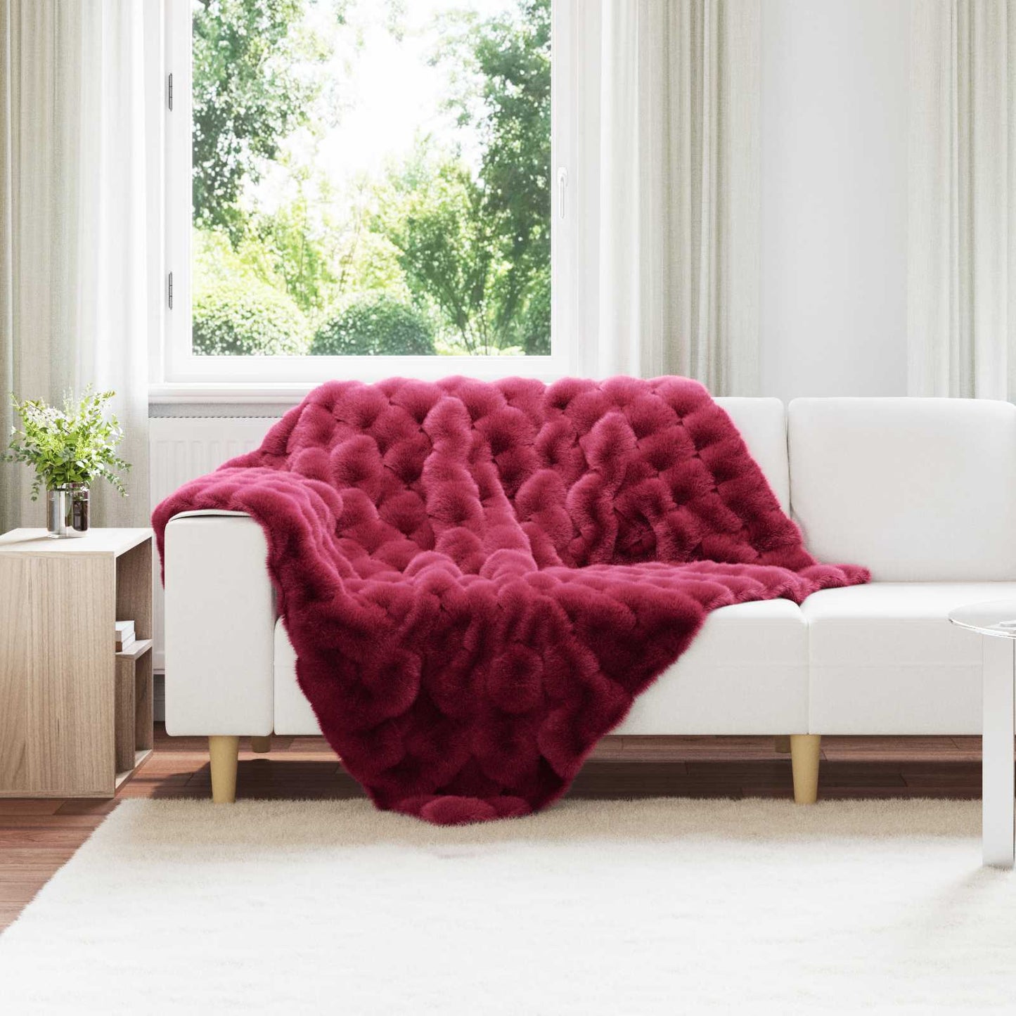 Kunstfell Kaninchenfell Decke Olite 4 pcs Bordeauxrot Polyester