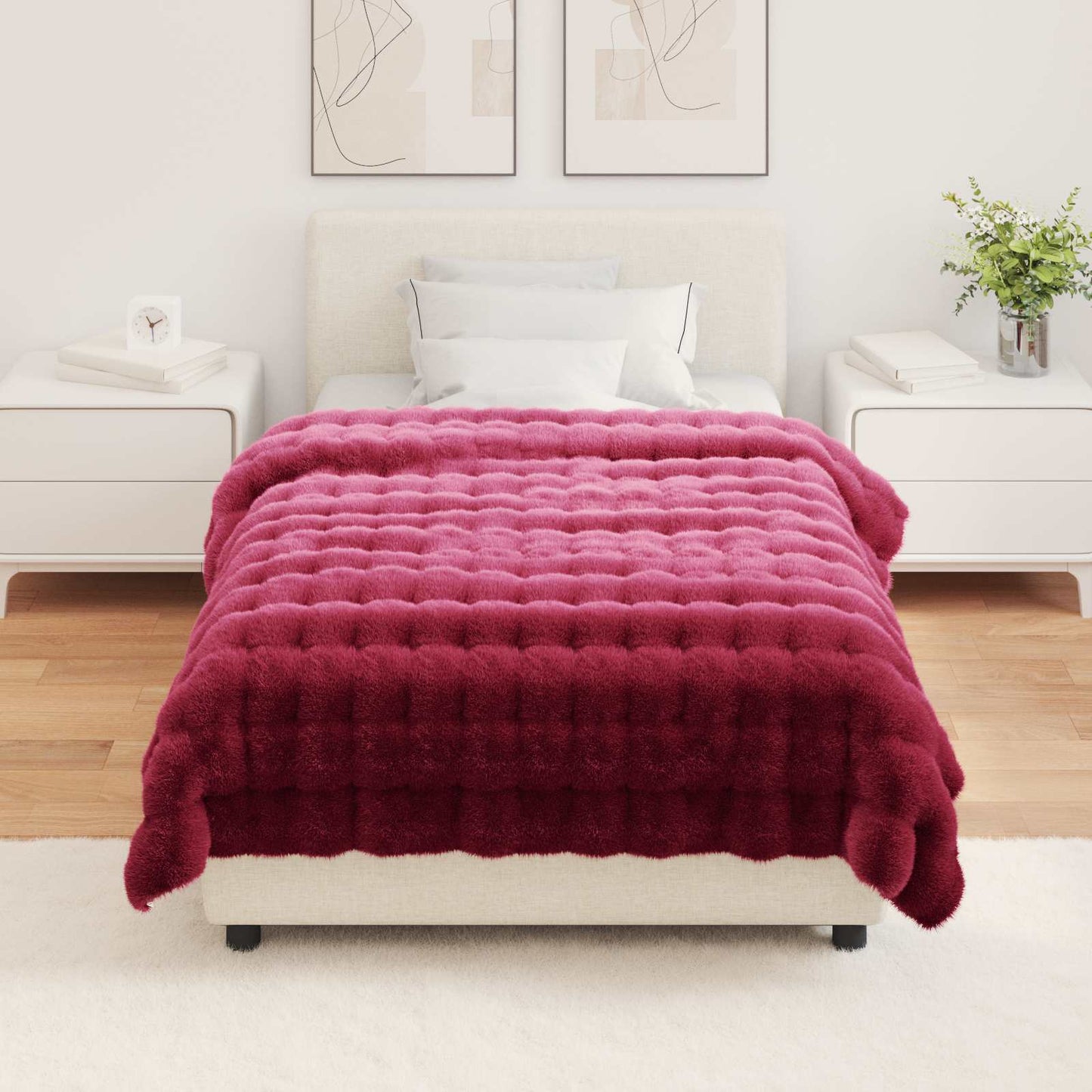 Kunstfell Kaninchenfell Decke Olite 4 pcs Bordeauxrot Polyester