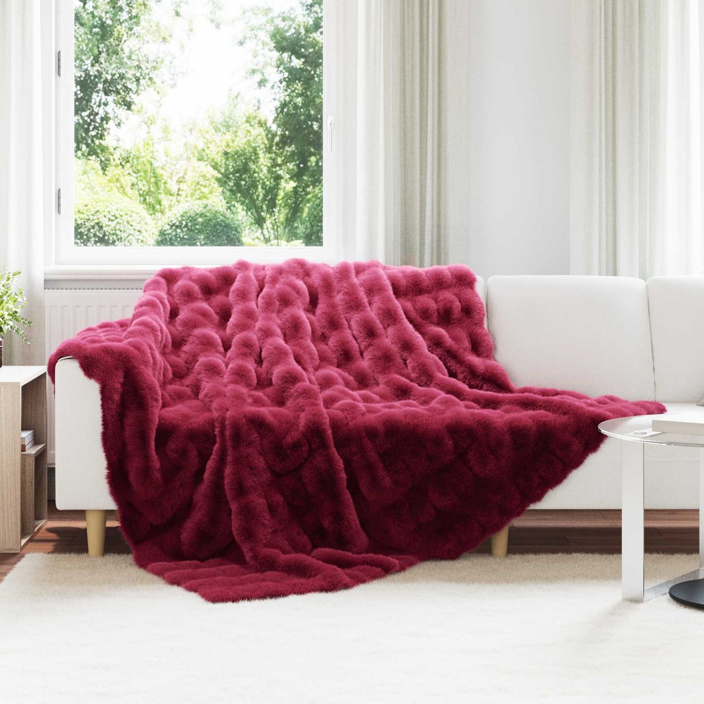Kunstfell Kaninchenfell Decke Olite 4 pcs Bordeauxrot Polyester