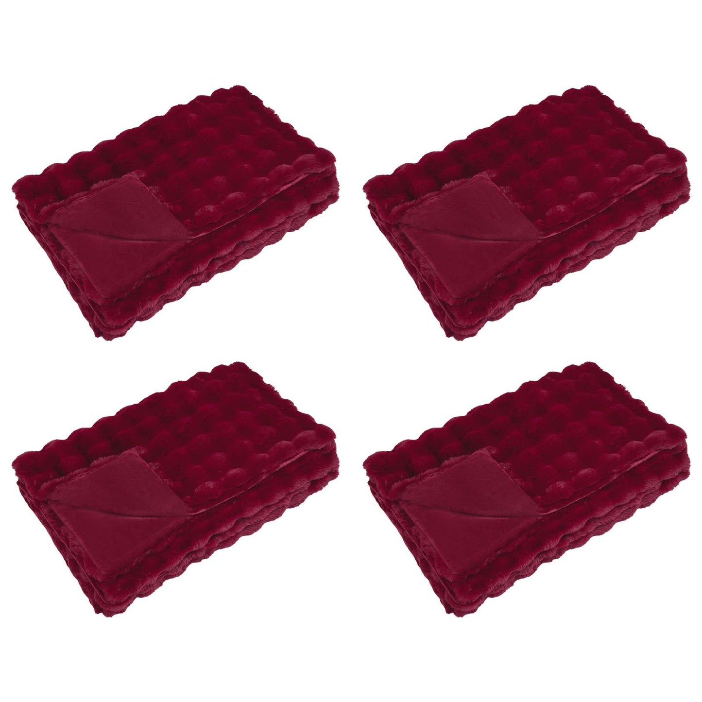 Kunstfell Kaninchenfell Decke Olite 4 pcs Bordeauxrot Polyester