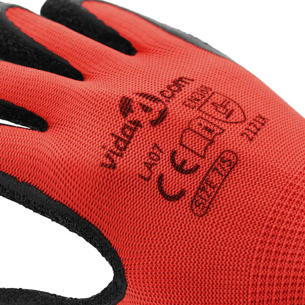 Arbeitshandschuhe 12 pcs Rot und Schwarz 7 / S Latexbeschichtung