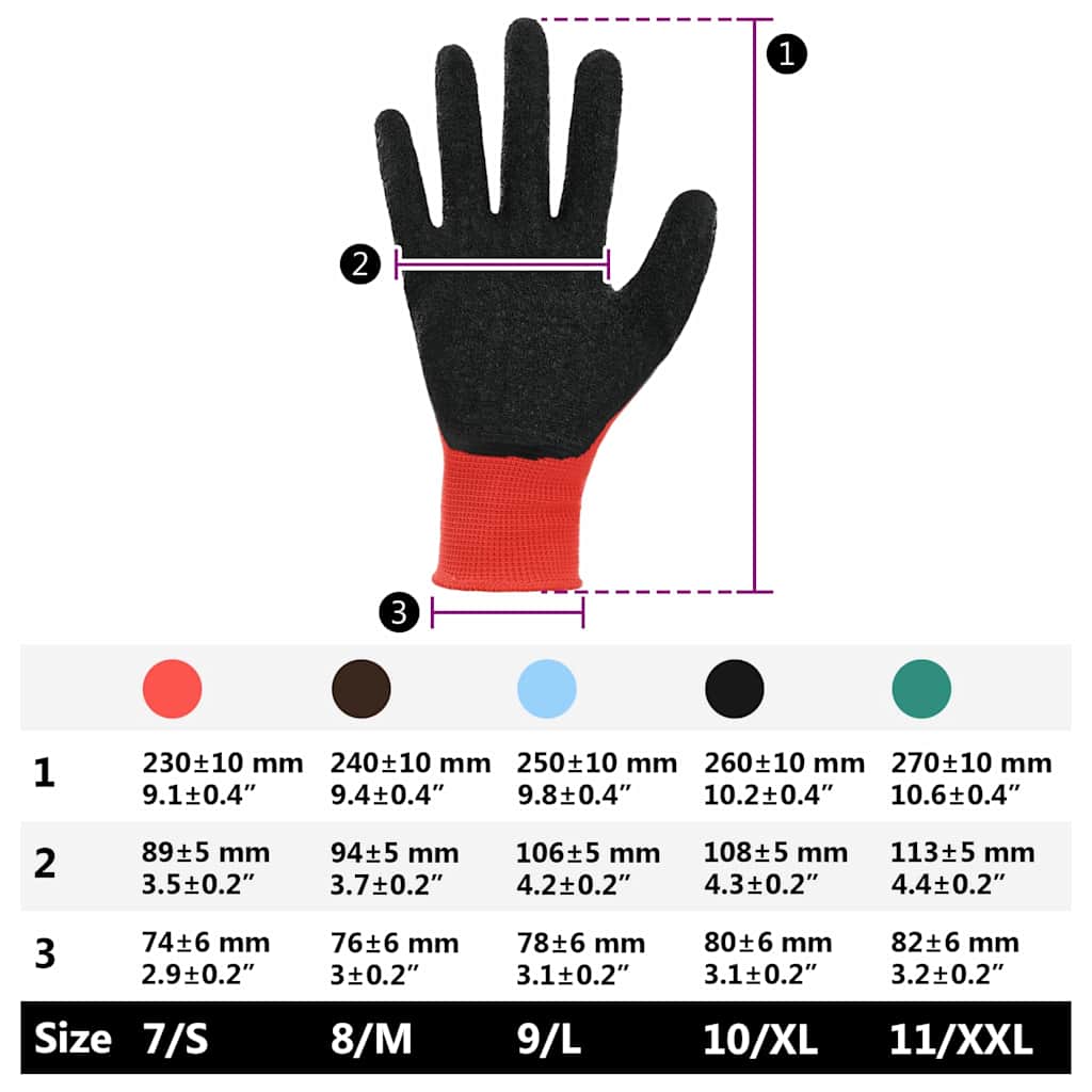 Arbeitshandschuhe 12 pcs Rot und Schwarz 7 / S Latexbeschichtung