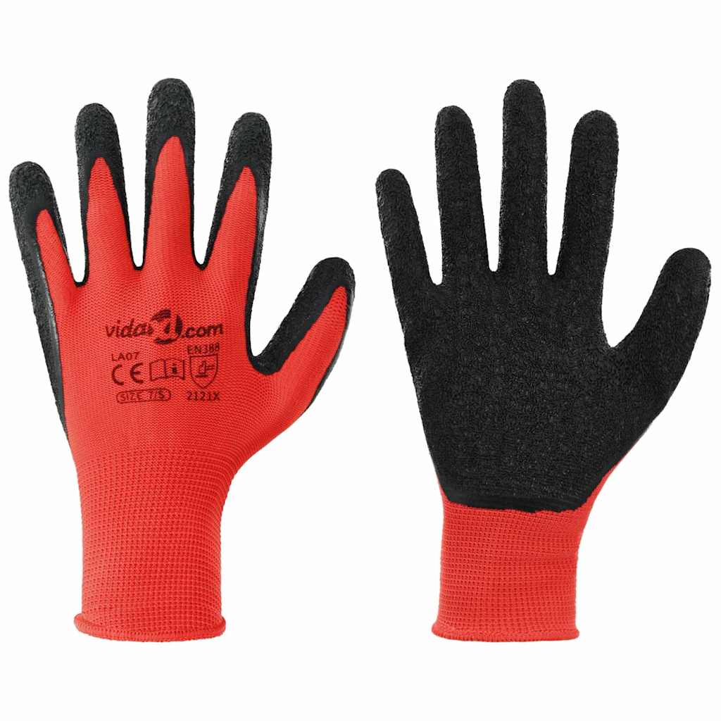 Arbeitshandschuhe 24 pcs Rot und Schwarz 7 / S Latexbeschichtung
