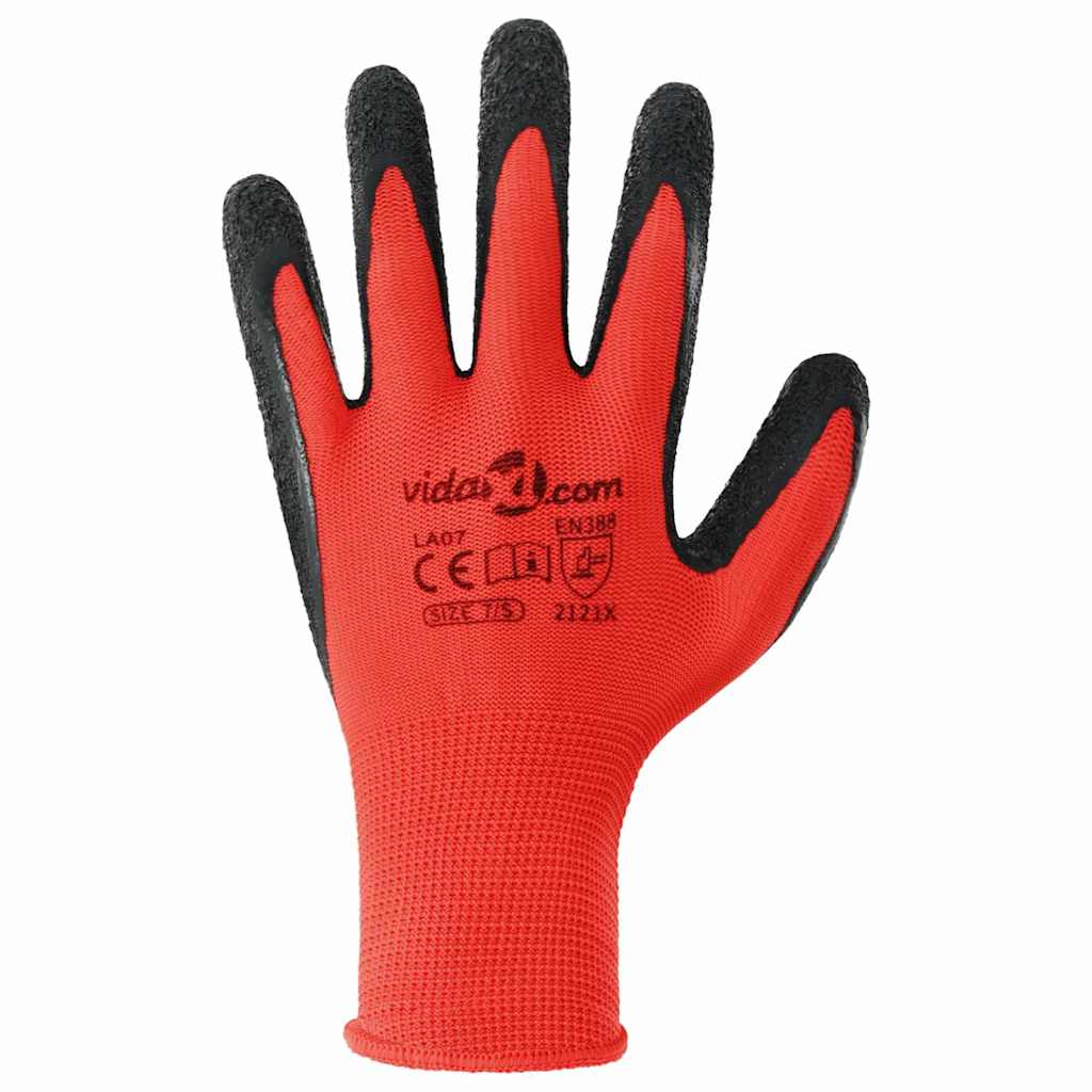 Arbeitshandschuhe 24 pcs Rot und Schwarz 7 / S Latexbeschichtung