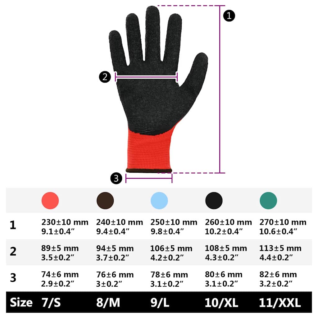 Arbeitshandschuhe 24 pcs Rot und Schwarz 8 / m Latexbeschichtung