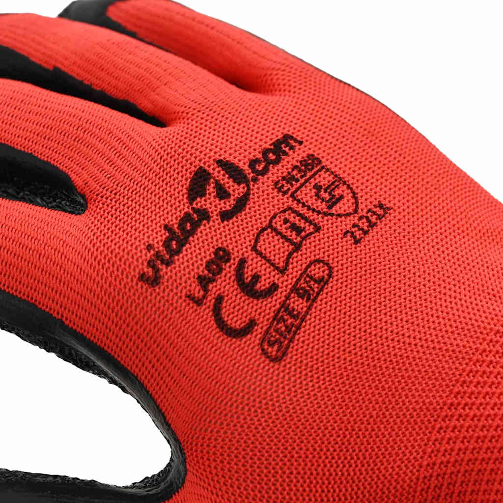 Arbeitshandschuhe 12 pcs Rot und Schwarz 9 / l Latexbeschichtung
