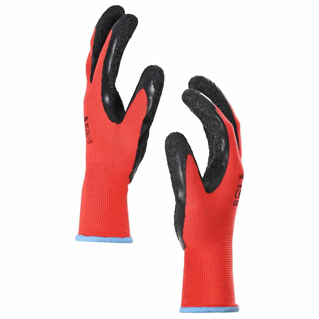 Arbeitshandschuhe 12 pcs Rot und Schwarz 9 / l Latexbeschichtung