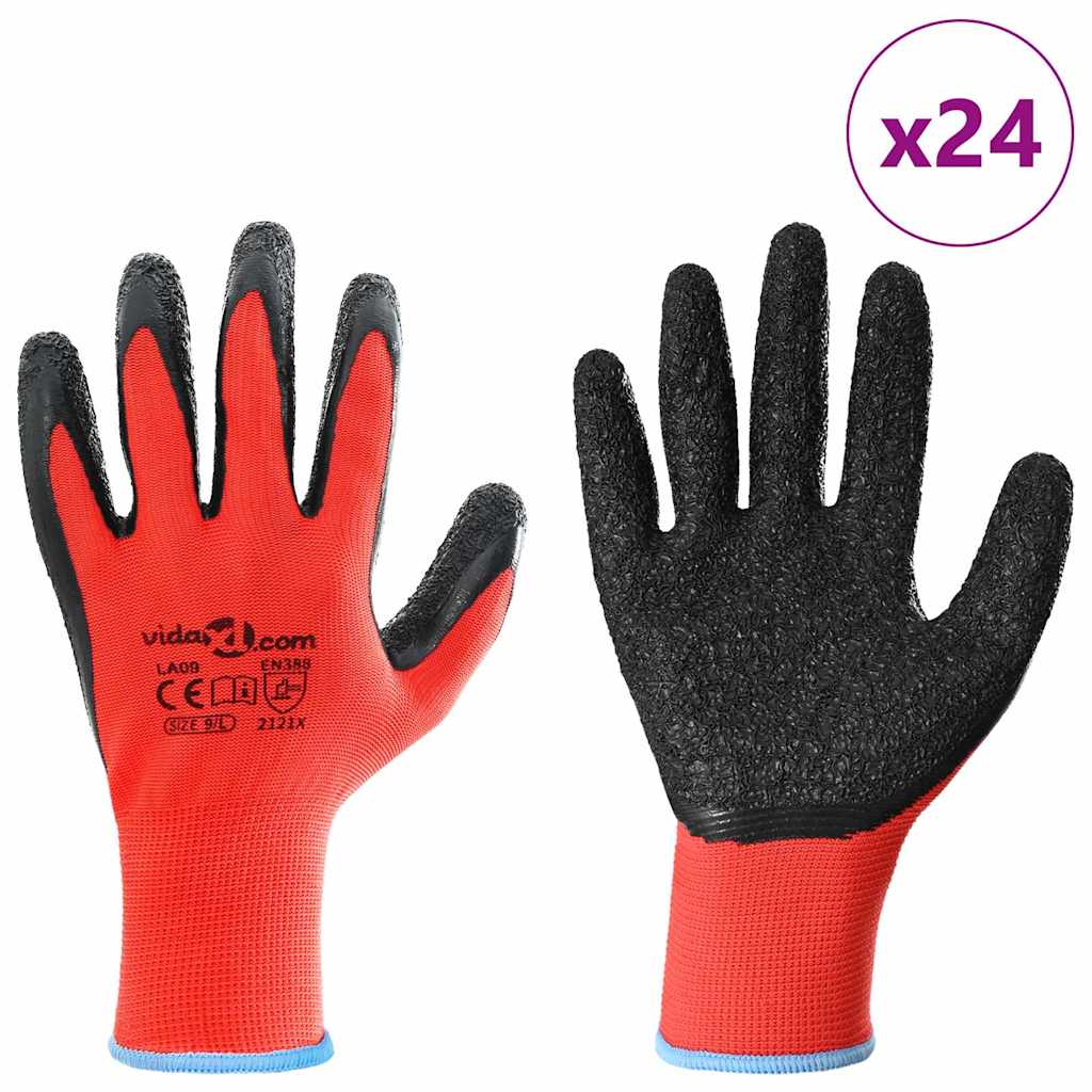 Arbeitshandschuhe 24 pcs Rot und Schwarz 9 / l Latexbeschichtung