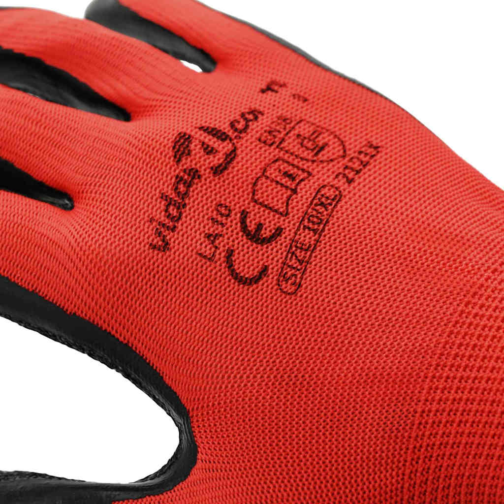 Arbeitshandschuhe 12 pcs Rot und Schwarz 10 / XL