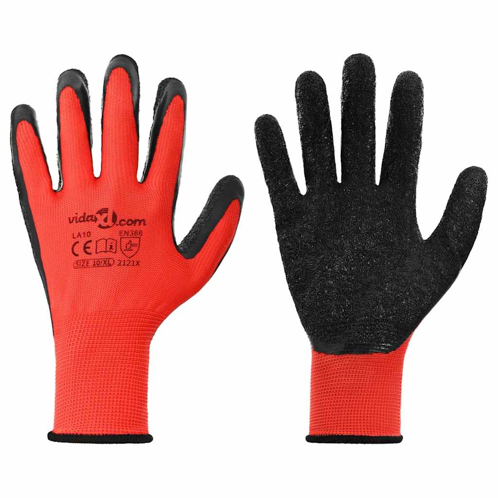 Arbeitshandschuhe 24 pcs Rot und Schwarz 10 / XL