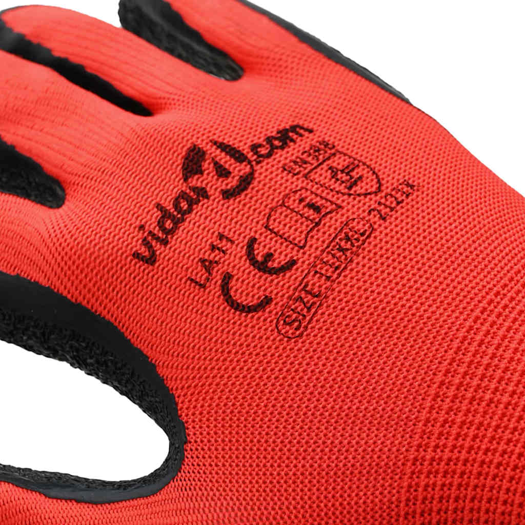Arbeitshandschuhe 12 pcs Rot und Schwarz 11 / XXL