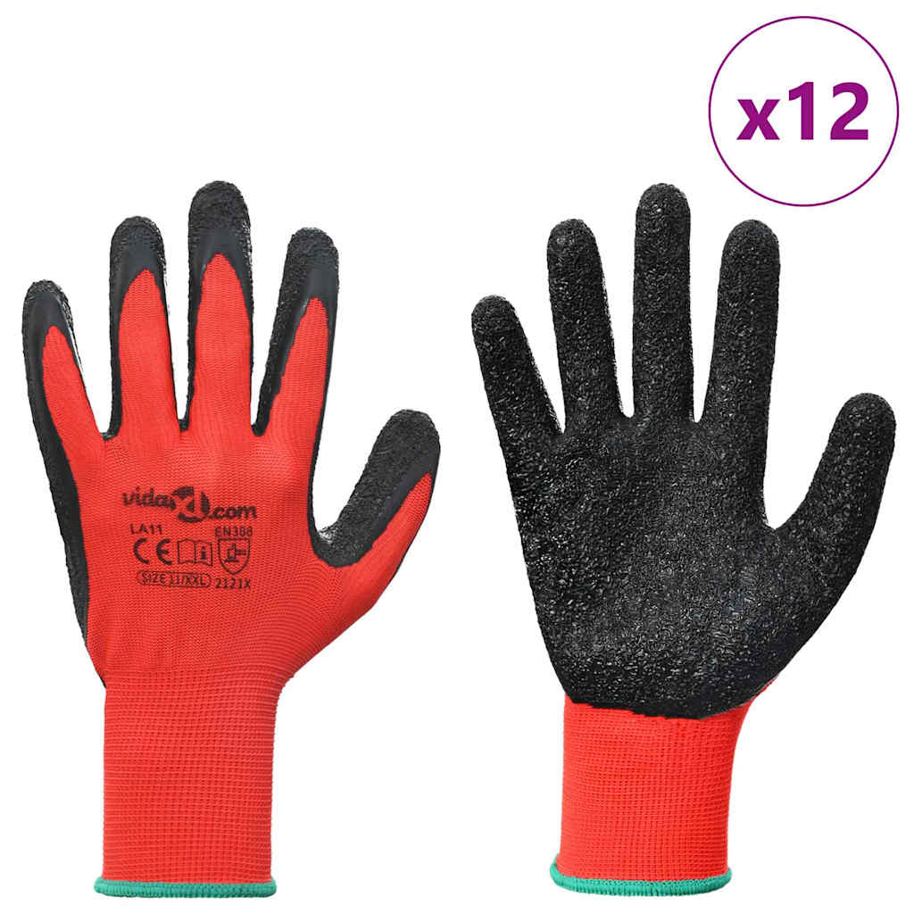 Arbeitshandschuhe 12 pcs Rot und Schwarz 11 / XXL