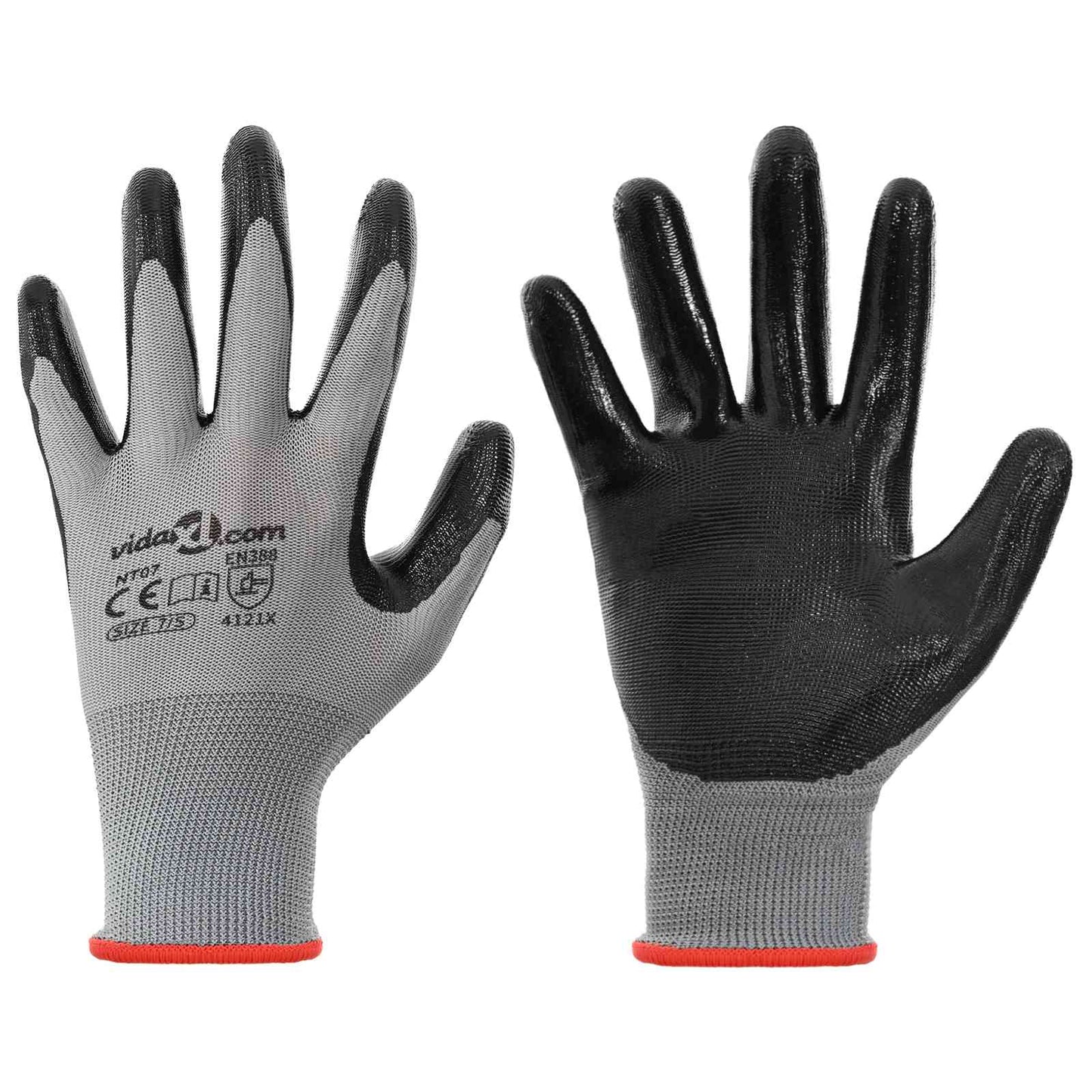 Arbeitshandschuhe 12 pcs Grau und Schwarz 7 / S Polyester