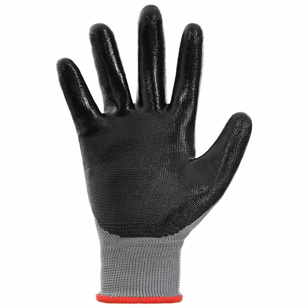 Arbeitshandschuhe 12 pcs Grau und Schwarz 7 / S Polyester