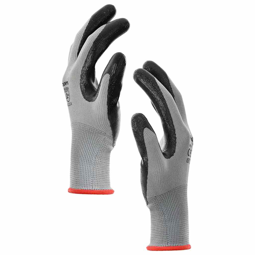 Arbeitshandschuhe 12 pcs Grau und Schwarz 7 / S Polyester